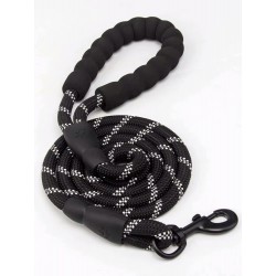 Nylon Dog Leash Rope Night Reflective Foam Handle Alloy Chain for Medium Large Dogs Simple Style Ribbon