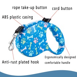 Custom Dog Walking Leash up to 35kg One Button Break & Lock Heavy Duty No Tangle Retractable Dog Leash