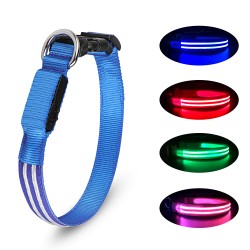 Waterproof LED Dog Collar Usb Rechargeable Nylon Flashing Light up Led Dog Collar