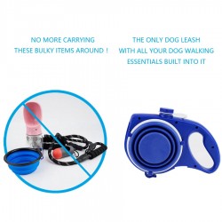 Durable Water Bottle Bowl Nylon Dog Leash with Poop Bag Dispenser Extending Puppy Walking Running Leads