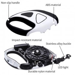 Custom Dog Tangle-Free Leash Retractable 16 Ft Handfree Dog Leash with Bright Led Light Flashlight