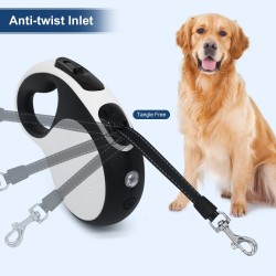 Reflective Dog Nylon Leash Tape Retractable Dog Leash Pet Lead With Led Light