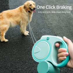 Automatic Dog Retractable Leash with Poop Bag Holder Functional Rope Pet Leash Slip Lead Leash