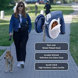 Custom Dog Retractable Leash with Led Flashlight Dog Poop Bag and Storage Bowl