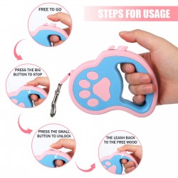 Retractable Dog Extendable Leash 3M Strong Nylon Rope and Anti-Slip Handle No-Tangle Extendable Lead