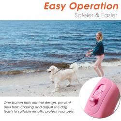 Custom Dog Extending Leash Led Lights Automatic Retractable Tangle Free Nylon Pet Lead for Outdoor Walking
