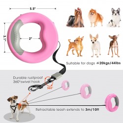 Custom Dog Extending Leash Led Lights Automatic Retractable Tangle Free Nylon Pet Lead for Outdoor Walking
