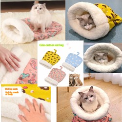Custom Cat Sleeping Bag Lamb Fleece Warm Cat Nest Drill Hole Bedding Semi Closed Dog Nest Suitable for Dog