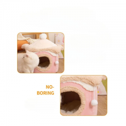 Wholesale Cat Bed Cave Semi-enclosed Warm Indoor Puppy House for Winter Pink Cozy Round Kitten Nest