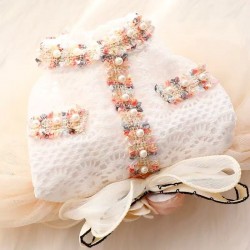 Thin Cat Princess Dress with 3D Floral Decorations Universal for Small Dogs & Cats