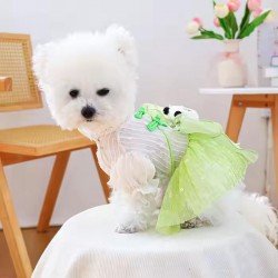 Custom Cat Princess Dress Leash-Attachable Cute Panda Dumpling Design Spring Summer Tulle Gown for Dogs & Cats