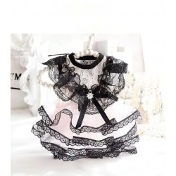 Spring Thin Dog Clothes Cat Princess Dress, High-End Customized Gown, Flesh Pink Lace for Small Dogs