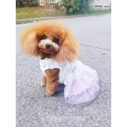 Purple Aesthetic Cat Dress with Embroidery Thin Princess Dress for Small Pets (Summer) and Dolls