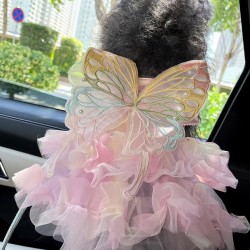 Custom Pet Princess Dress for Dogs and Cats Summer Butterfly Fairy Style Dog Costume Apparel for Spring Weddings