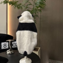 Panda-Themed Fluffy Dog Coat