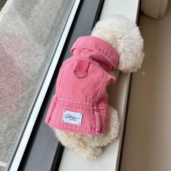 Cute Pet Denim Vest Washed Cotton Bimi Teddy Trendy Clothes Dog Coat