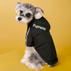 Winter Waterproof Dog Jacket Fleece-Lined Thickened Windproof Coat with Hood, 2-Leg Design Cold Weather Apparel (S-3XL)