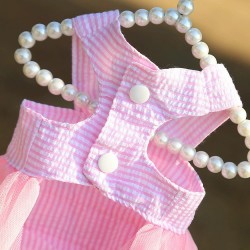 Cat Dress Mesh Skirt Skirt Stripe Pet Clothes Luxury Suitable for Spring and Summer