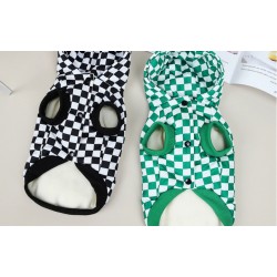 Wholesale Dog Autumn Coat and Winter Teddy Pet Two-legged Checkerboard Cotton Coat