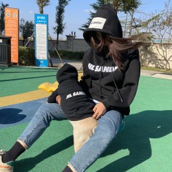 Round Neck Dog Hoodie Wool Circle Cotton Pet Clothes Simple Letter Embroidery Dog Clothing Pet Parent-child Clothing