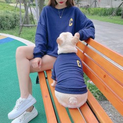 Custom Round Neck Hoodie Wool Circle Cotton Pet Clothes Simple Letter Embroidery Dog Clothing Pet Parent-child Clothing