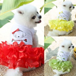Cat White Luxury Dress Cuter for Small Dog Party Polyester Dog Clothing Print Outdoor Wear mesh ss