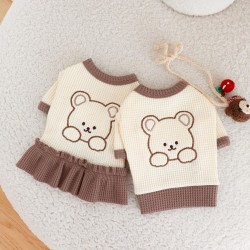 Custom Dog T-shirt Skirt Pet Clothes Thin Section Bear Embroidery Wholesale Spring and Summer Cloth