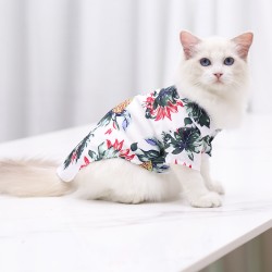 Professional Beach Cat Sweatshirt for Puppy T-Shirts Hawaii Style Floral Dog Shirt Clothes in Summer Pet Accessories