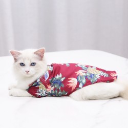 Professional Beach Cat Sweatshirt for Puppy T-Shirts Hawaii Style Floral Dog Shirt Clothes in Summer Pet Accessories