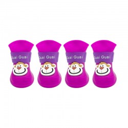Custom Soft Silicone Shoes logo Cartoon Waterproof Rain Dog Shoes for Small Large Dogs