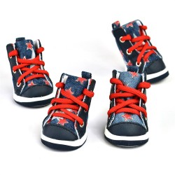 Wholesale Dog Fashion Shoes Colorful Five Star Printing Waterproof Dog Sneakers
