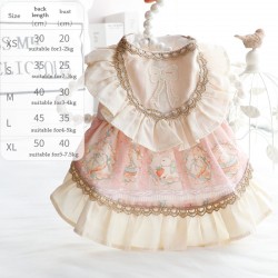 Custom Lolita Dog Dress Dress Luxury Pet Cat Princess Clothes with Phnom Penh Rabbit Print for Puppy Kitten