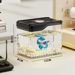 Goldfish Tank Small Household Plastic Aquarium with Light Beautiful Desktop Landscape for Living Room Pet Cage