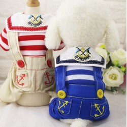 Fashionable Puppy Denim Coat Clothes Plaid Four-leg Harness Denim Small Dog Coat
