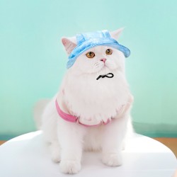 Adjustable Pet Fisherman's Hat with Open Ears Dog Cat Sun Hat Pet Headwear