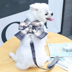 Wholesale Cat Plaid Dress Dog Harness Puppy Bowknot JK Dress Skirt Belt Pet Clothes