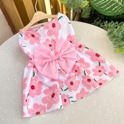 Custom Dog Bowknot Dress Dog Clothes for Small Dog Girl