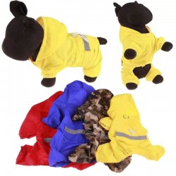 Wholesale Reflective Dog Raincoat Pet Clothes Four Legs Hooded Dog Raincoat