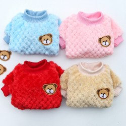 Custom Cat Fleece Clothes Autumn and Winter Small Dog Two-legged Clothes Plaid Bear
