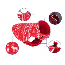 Thickened Pet Fleece Jacket Autumn and Winter, Double-sided Wear with Thickened Printed Fleece Jacket, Coat, Christmas Theam
