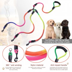 Custom Dog Double Leash Wave Pattern Soft Handle Anti-entanglement Detachable Double Dog Leash