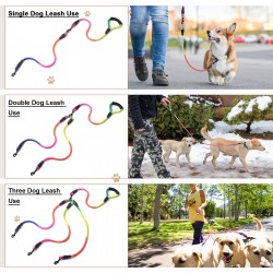 Custom Dog Double Leash Wave Pattern Soft Handle Anti-entanglement Detachable Double Dog Leash