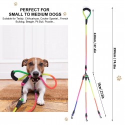 Custom Dog Double Leash Wave Pattern Soft Handle Anti-entanglement Detachable Double Dog Leash