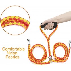 Dog Walking Double Leash Dual 2 Heads Braided Puppy String Rope Big 2 Coupler Leash for Training Two Dogs