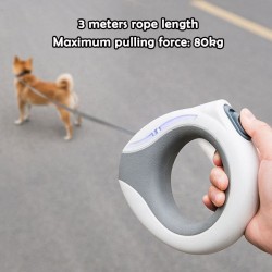 Automatic Pet Nylon Leash USB Rechargeable Retractable Dog Leash With Led Light