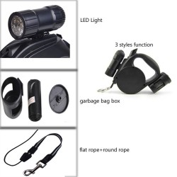Wholesale Pet Flexible Leash Tractor Rope With Light With Garbage Bag Portable Dog Traction Rope in Stock