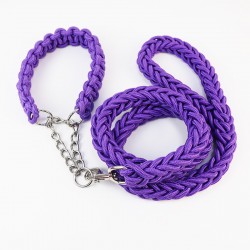 Dog Adjustable Braided Leash Nylon Rope Dog Collar and Leash Set Fashion Pet Collars Leashes