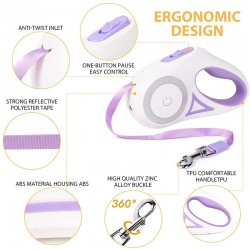 Custom Dog Retractable Leash Flexible Accessories Bright Flash Lighted Walking Belt Nylon Automatic Pets Dog Lead Leash