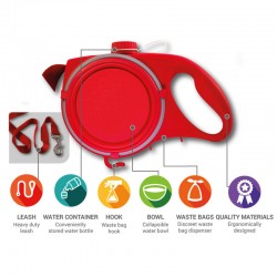 Outdoor Dog Retractable Leash Water Bowl Multi-Function Travel Portable Dog Leash With Water Bottle