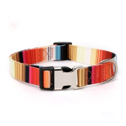 Wholesale Pet Fashion Collar With Leash Durable Metal Buckle Polyester Pet Collar for Dog Cat Walking